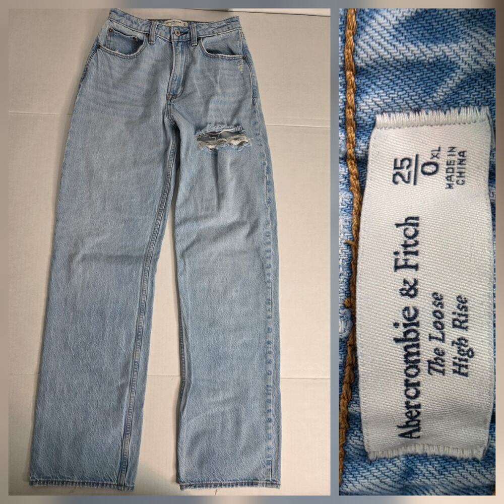 Abercrombie & Fitch Jeans Womens SZ 25 XL The Loose High Rise Curve Love Drapey
